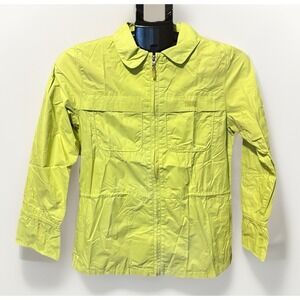 Fiama Golf‎ Womens XL Lime Green Rain Jacket Full Zip Bell Cuffs Mesh Lining